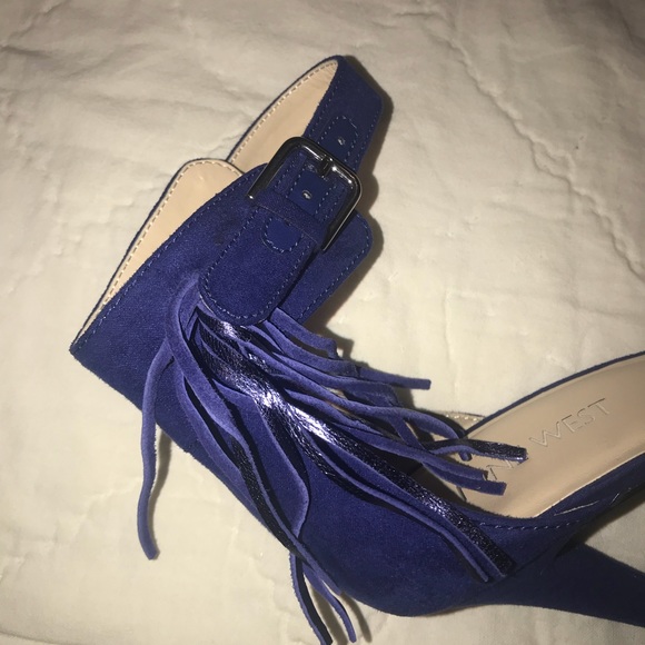 Nine West | Royal Blue Open Toe Tassel Heel - Picture 4 of 5